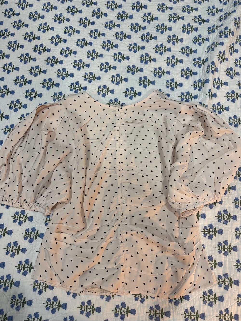 J. Crew Light Pink Polka Dot Puff Sleeve Blouse